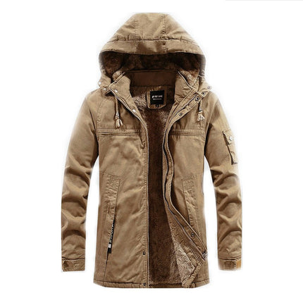 Men's Winter Jacket Cotton Military Jackets Fleece Lined Thick Coats Warm Cargo Jackets with Hooded