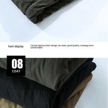 Men's Winter Jacket Cotton Military Jackets Fleece Lined Thick Coats Warm Cargo Jackets with Hooded