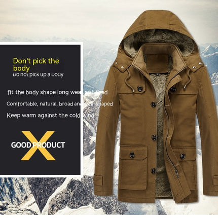 Men's Winter Jacket Cotton Military Jackets Fleece Lined Thick Coats Warm Jackets with Hooded