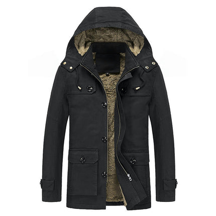 Men's Winter Jacket Cotton Military Jackets Fleece Lined Thick Coats Warm Jackets with Hooded