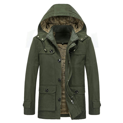 Men's Winter Jacket Cotton Military Jackets Fleece Lined Thick Coats Warm Jackets with Hooded