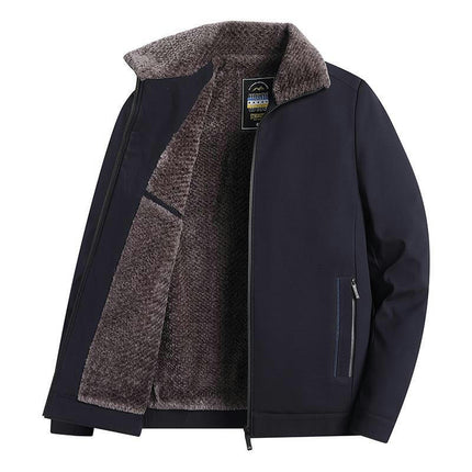 Men's Casual Loose Plush Jacket Fleece Coat Heavyweight Fleece Warm Jackets