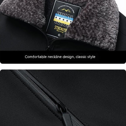 Men's Casual Loose Plush Jacket Fleece Coat Heavyweight Fleece Warm Jackets