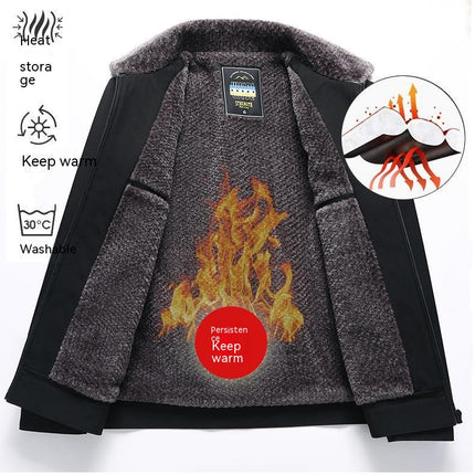 Men's Casual Loose Plush Jacket Fleece Coat Heavyweight Fleece Warm Jackets