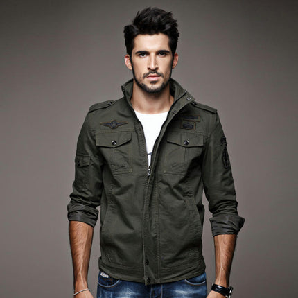 Men's Cotton Lightweight Jacket Military Jacket Casual Coat