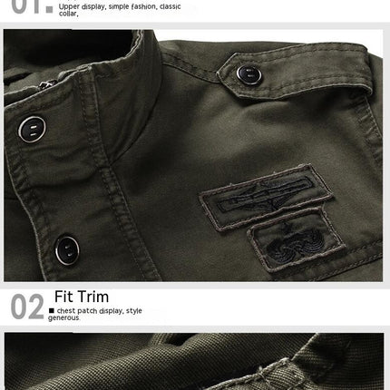 Men's Cotton Lightweight Jacket Military Jacket Casual Coat