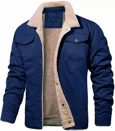 Men's Cotton Jackets Winter Fleece Lined Casual Warm Coat with Pockets