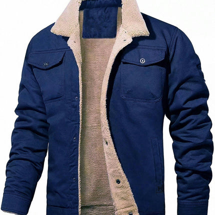 Men's Cotton Jackets Winter Fleece Lined Casual Warm Jacket