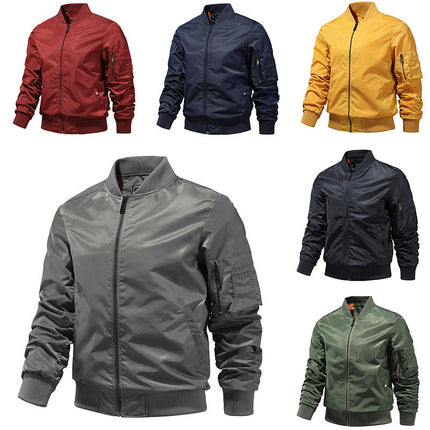 Men's Lightweight Bomber Jacket Windbreaker Softshell Jacket Short Coat