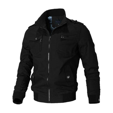 Men's Casual Winter Cotton Military Jackets Outdoor Full Zip Coat