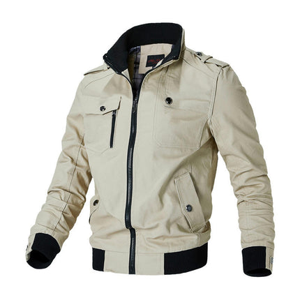 Men's Casual Winter Cotton Military Jackets Outdoor Full Zip Coat