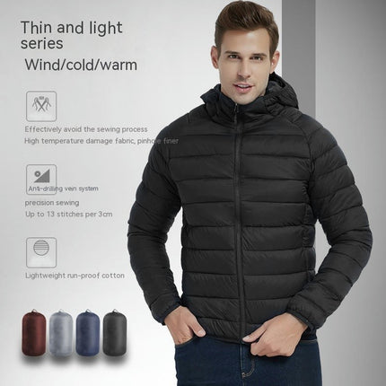 Men's Puffer Jacket with Hood Lightweight Windproof Water-Resistant Winter Down Jacket