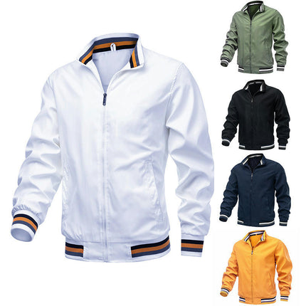 Men's Lightweight Jacket Casual Spring and Autumn Season Windbreaker Zipper Jacket with Pockets