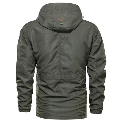 Men's Cotton Lightweight Pockets Zip Stand Collar Military Jackets Windbreaker