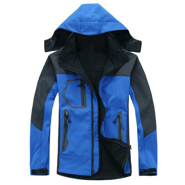 Jacket for Men, Waterproof and Windproof Outdoor Soft Fleece Hooded Military Jacket