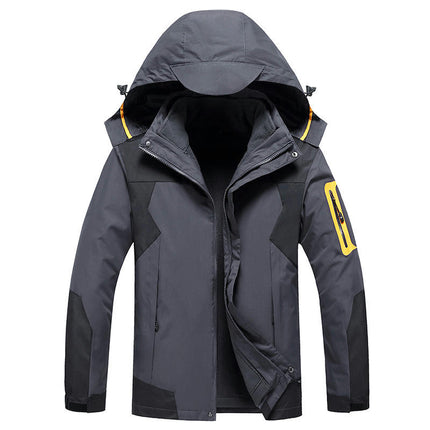 Men's 3 in 1 Winter Ski Jacket Warm Fleece Liner Jacket Waterproof Snow Coat & Hood