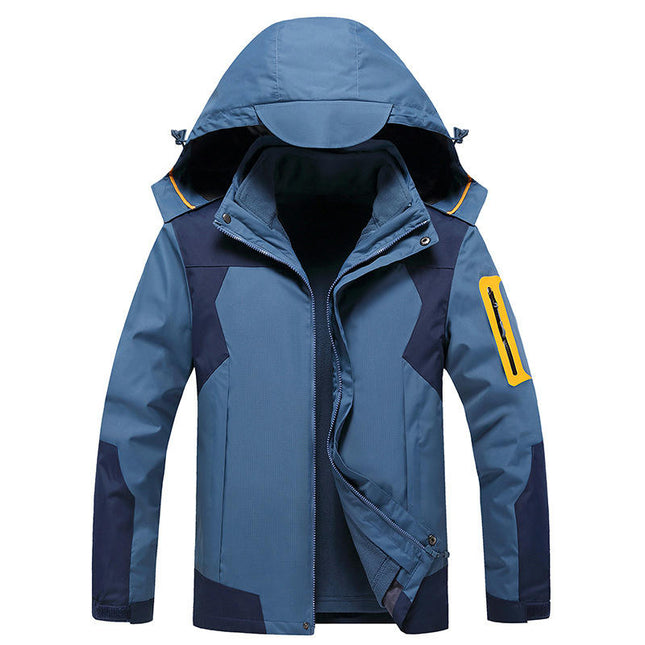 Men's 3 in 1 Winter Ski Jacket Warm Fleece Liner Jacket Waterproof Snow Coat & Hood