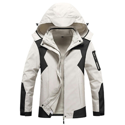 Men's 3 in 1 Winter Ski Jacket Warm Fleece Liner Jacket Waterproof Snow Coat & Hood