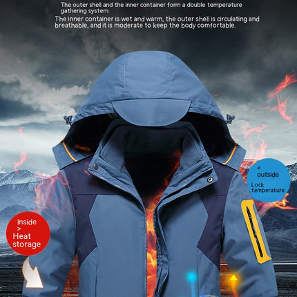 Men's 3 in 1 Winter Ski Jacket Warm Fleece Liner Jacket Waterproof Snow Coat & Hood