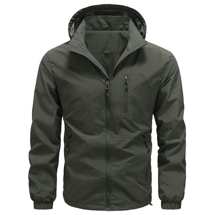 Men's Waterproof Hooded Jacket Softshell, Water and Wind Resistant Outdoor Jacket