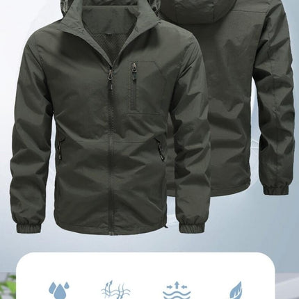 Men's Waterproof Hooded Jacket Softshell, Water and Wind Resistant Outdoor Jacket