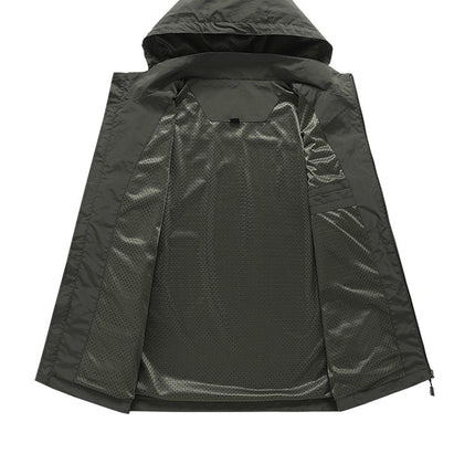 Men's Waterproof Hooded Jacket Softshell, Water and Wind Resistant Outdoor Jacket