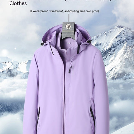 Men's Women's Ski Jacket 3 in 1 Waterproof Winter Jacket Warm Snow Jacket Hooded Windproof Coat