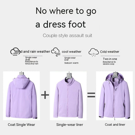 Men's Women's Ski Jacket 3 in 1 Waterproof Winter Jacket Warm Snow Jacket Hooded Windproof Coat