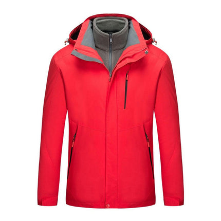 Men's Women's 3 in 1 Winter Ski Jacket Warm Fleece Liner Jacket Waterproof Snow Coat & Hood