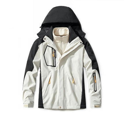 Men’s Ski Jacket 3 in 1 Waterproof Winter Jacket Snow Jacket Windproof Hooded Warm Fleece Coat