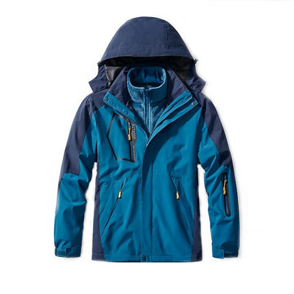 Men’s Ski Jacket 3 in 1 Waterproof Winter Jacket Snow Jacket Windproof Hooded Warm Fleece Coat