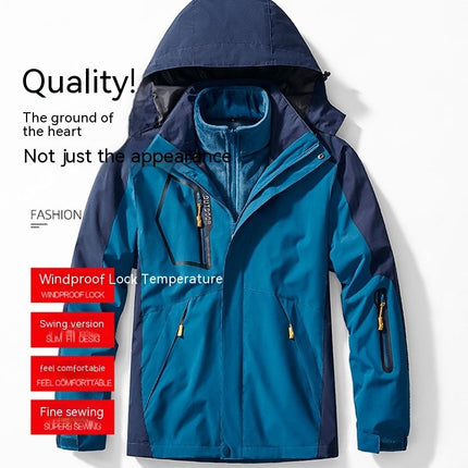 Men’s Ski Jacket 3 in 1 Waterproof Winter Jacket Snow Jacket Windproof Hooded Warm Fleece Coat