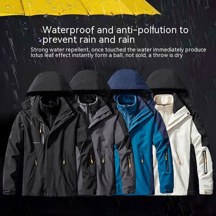 Men’s Ski Jacket 3 in 1 Waterproof Winter Jacket Snow Jacket Windproof Hooded Warm Fleece Coat