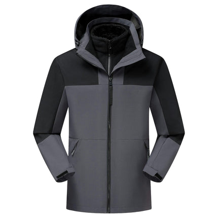 Men’s Ski Jacket 3 in 1 Waterproof Jacket Snow Jacket Windproof Hooded with Fleece Coat