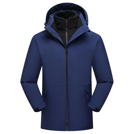 Men’s Ski Jacket 3 in 1 Waterproof Jacket Snow Jacket Windproof Hooded with Fleece Coat