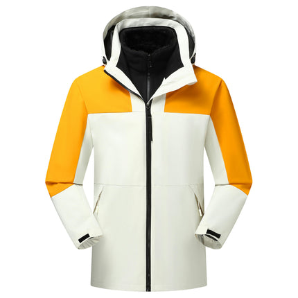 Men’s Ski Jacket 3 in 1 Waterproof Jacket Snow Jacket Windproof Hooded with Fleece Coat