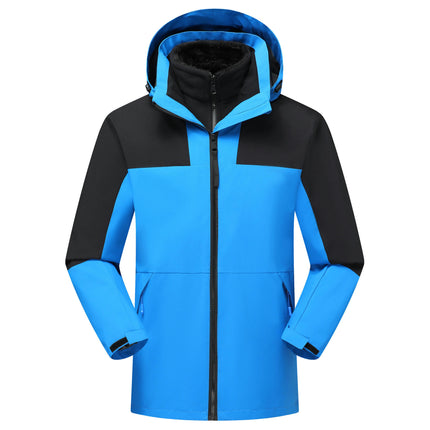 Men’s Ski Jacket 3 in 1 Waterproof Jacket Snow Jacket Windproof Hooded with Fleece Coat