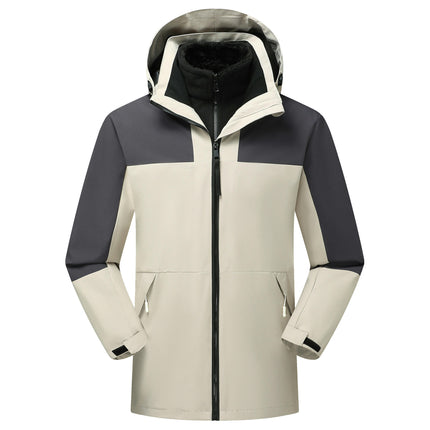 Men’s Ski Jacket 3 in 1 Waterproof Jacket Snow Jacket Windproof Hooded with Fleece Coat