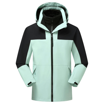 Men’s Ski Jacket 3 in 1 Waterproof Jacket Snow Jacket Windproof Hooded with Fleece Coat