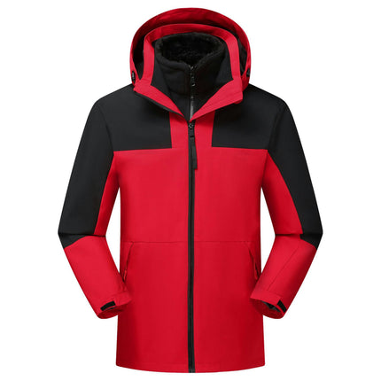 Men’s Ski Jacket 3 in 1 Waterproof Jacket Snow Jacket Windproof Hooded with Fleece Coat