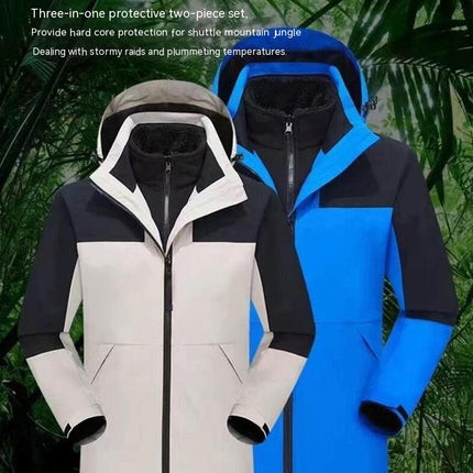 Men’s Ski Jacket 3 in 1 Waterproof Jacket Snow Jacket Windproof Hooded with Fleece Coat