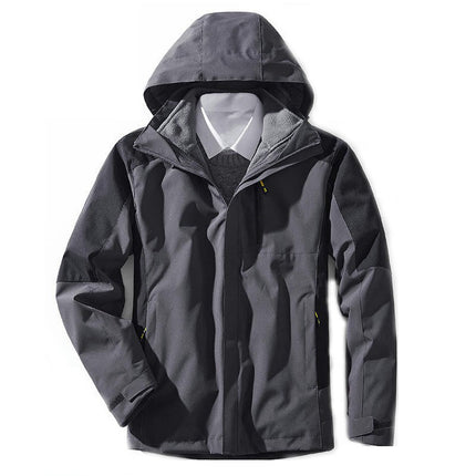 Men's Women's 3 in 1 Winter Ski Jacket Warm Fleece Liner Jacket Snow Coat with Hood