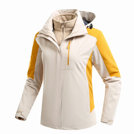 Men's Women's 3 in 1 Winter Ski Jacket Warm Fleece Liner Jacket Snow Coat with Hood