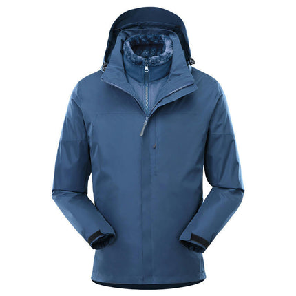 Men's 3 in 1 Waterproof Ski Jacket Windproof Winter Snow Coat Warm Raincoat