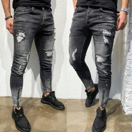 Men's Ripped Jeans Slim Fit Skinny Stretch Jeans Pants