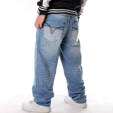 Men's Casual Loose Hip Hop Denim Pants Jeans with Pockets