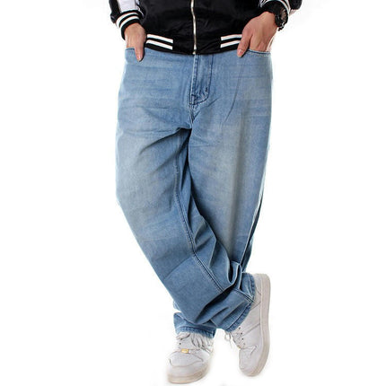 Men's Casual Loose Hip Hop Denim Pants Jeans with Pockets