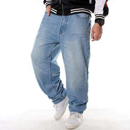 Men's Casual Loose Hip Hop Denim Pants Jeans with Pockets