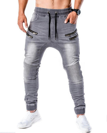 Men's Skinny Jeans Stretch Elastic Waist Tapered Leg Denim Pants for Men