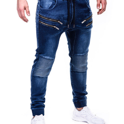 Men's Skinny Jeans Stretch Elastic Waist Tapered Leg Denim Pants for Men